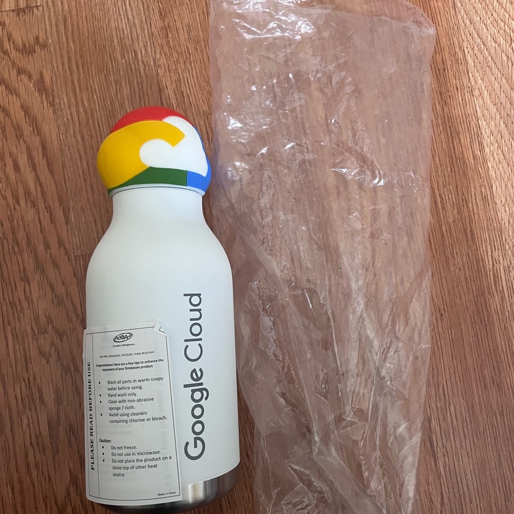 Google Cloud White Water Bottle